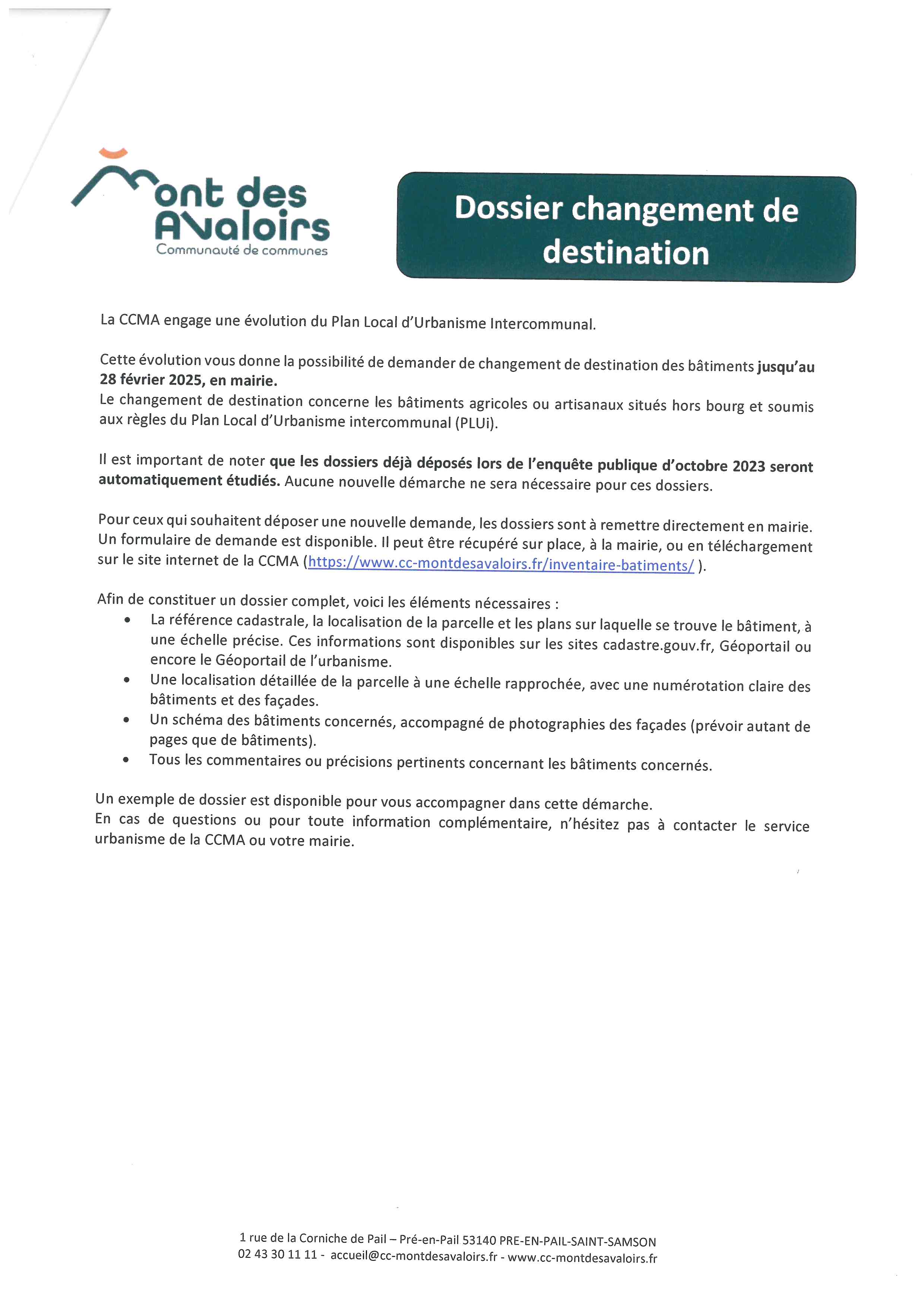 Dépôt des dossiers avant le 28 février 2025